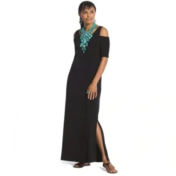 Chico's Dresses & Skirts - Chico's cold shoulder 0 long maxi dress Small luxury pullover style stretch